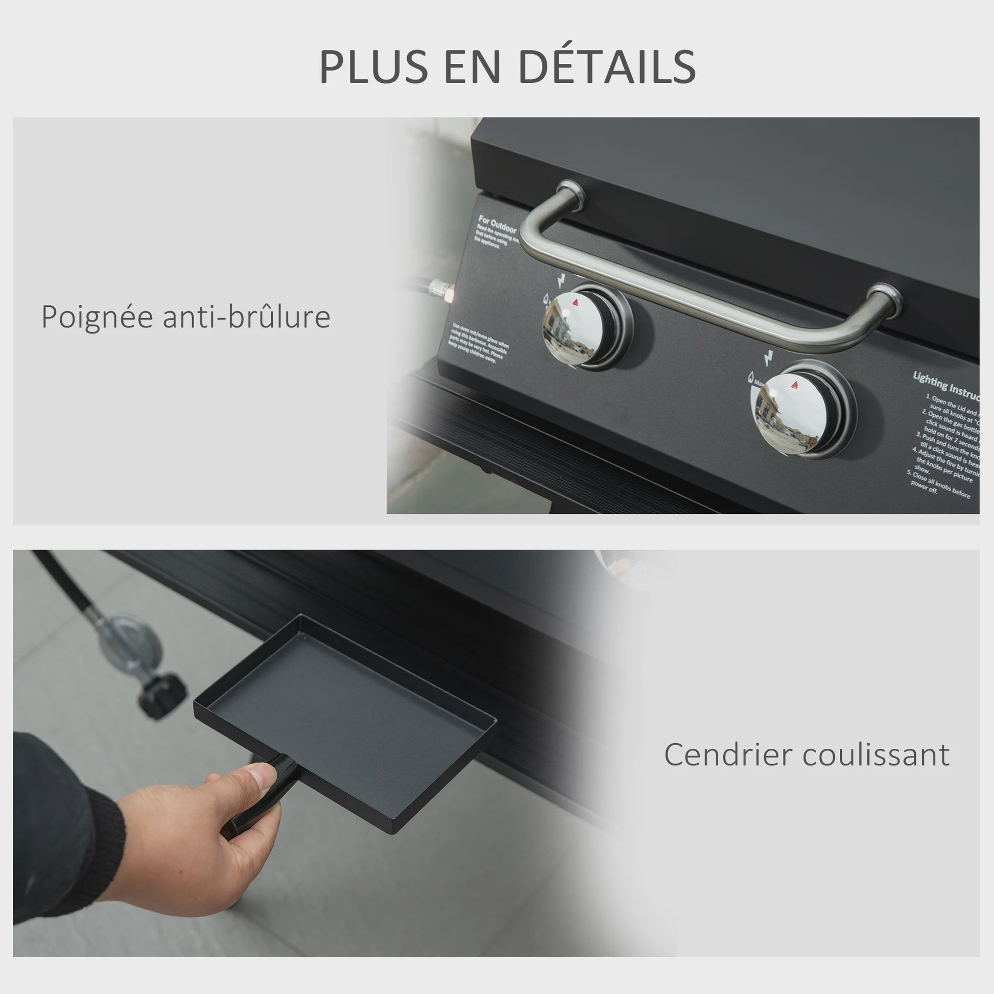 Outsunny Draagbare Gas BBQ Tafel met 2 Brander, Opvouwbaar