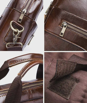 Luxe Leren Aktetas Heren - Draagbare Laptoptas & Schoudertas voor Kantoor en Reizen