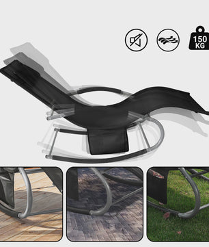 Comfortabele Schommelstoel Lounger met Hoes en Opbergvak - Ademend Textiel voor Tuin & Terras