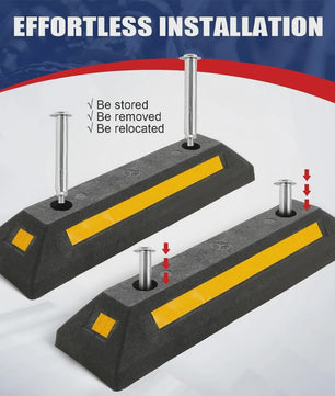 2x Heavy-Duty Wielstop Parkeerstopper met Reflecterende Strips - Veilige Parkeerhulp voor Garage & Oprit