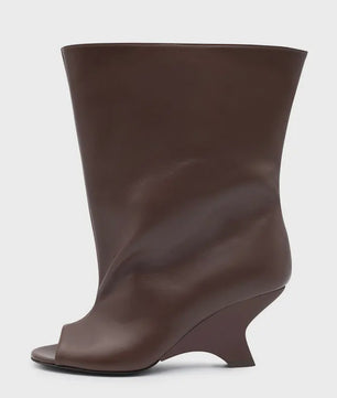 Zomer Peep Toe Laarzen met Hoge Blokhak - Elegante Lange Laarzen voor Dames