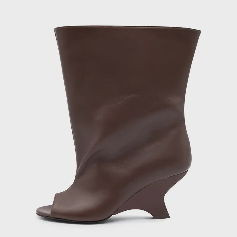 Zomer Peep Toe Laarzen met Hoge Blokhak - Elegante Lange Laarzen voor Dames