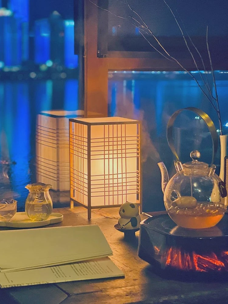Japanse Bamboe Boeklamp - Minimalistische Sfeerverlichting voor Bureau en Nachtkastje
