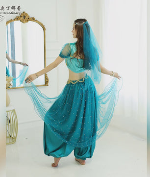 Prinses Jasmine Kostuum Set - Dans, Cosplay & Bollywood Outfit voor Dames & Meisjes