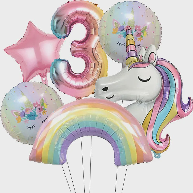 Regenboog Eenhoorn Folieballon Set - 32 Inch Gegradueerde Cijferballon voor Feestjes