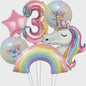 Regenboog Eenhoorn Folieballon Set - 32 Inch Gegradueerde Cijferballon voor Feestjes