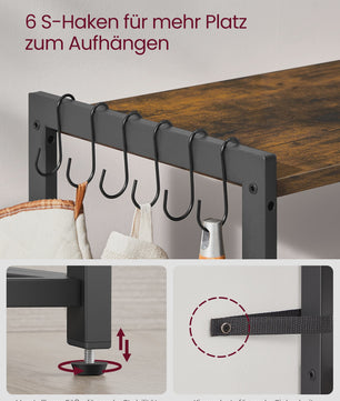 Keukenrek met Stopcontacten, 2 Metalen Manden en Magnetronplank - Industrieel Design