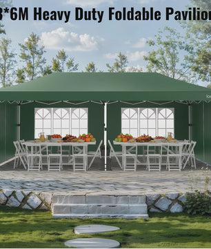 LOEFME 3x6m Pop-Up Partytent Gazebo - Waterdicht, Winddicht met 6 Zijwanden & UV Bescherming
