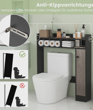 Toiletkast - Vrijstaande Badkamerkast met Verstelbare Planken en Deur