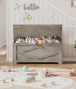 Rustieke Houten Opbergbank met Klepdeksel - Farmhouse Stijl