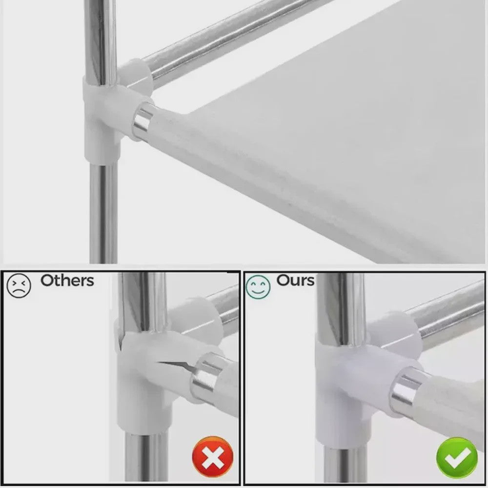 Draagbare Kledingkast Organizer - Opvouwbare Opbergkast met Stangen en Legplanken (126x44x170cm)