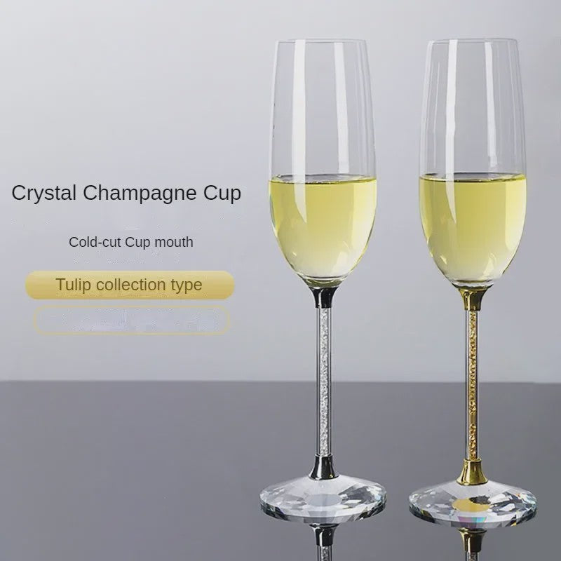 Luxe Kristallen Champagneglazen Set - Handgemaakt met Diamant-look Stijl - Perfect voor Koppels