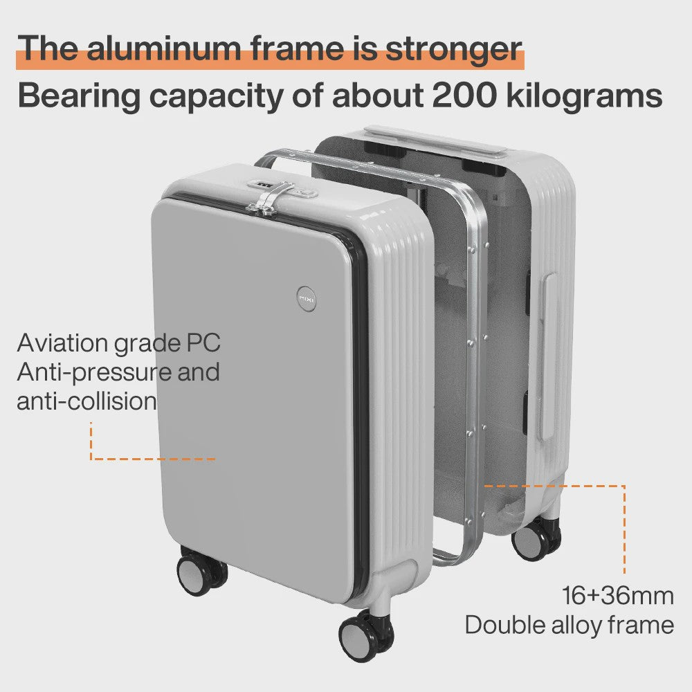 Mixi Aluminium Koffer met USB, Bekerhouder & Telefoonhouder - Handbagage 20/24 Inch