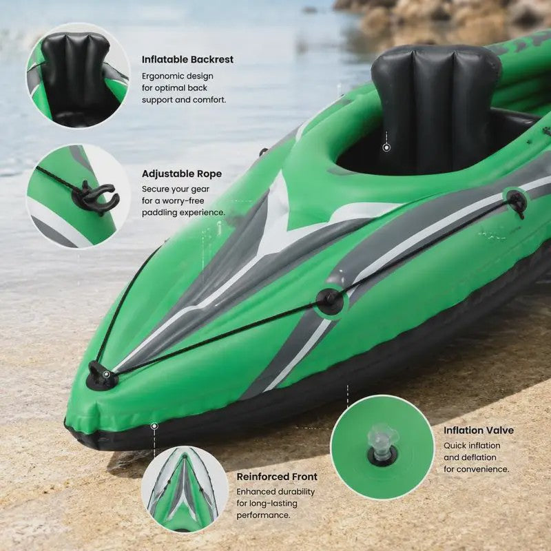 Opblaasbare Kajak voor 2 Personen - 3.5 Meter - Heavy Duty PVC met Aluminium Paddles - Groen