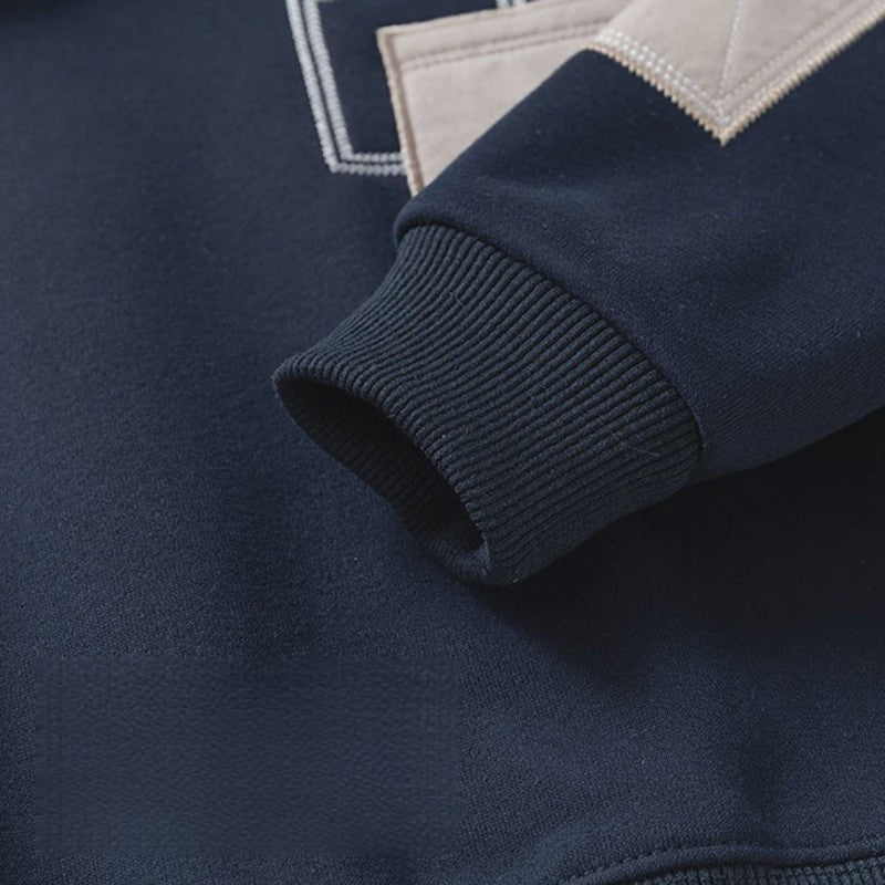 Warme Kinder Sweater met Denim Kraag en Patch Pocket - Herfst/Winter Collectie