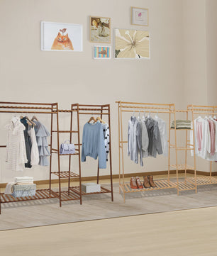 Multifunctioneel Trapezium Kledingrek van Bamboe - Garderobe & Opbergrek