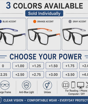 KAROS Blauw Licht Blokkerende Leesbril - Unisex Grote Frame Computerbril