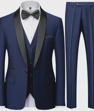 Stijlvolle Zwarte Heren 3-Delige Blazer Set: Kostuum met Pantalon & Vest - Slim Fit voor Bruiloft & Feest