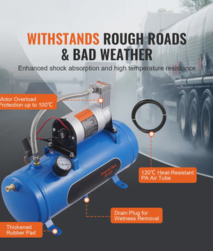 12V Luchtcompressor met Tank (3/6L) - Krachtig voor Trein Hoorn & Banden Oppompen (120psi)