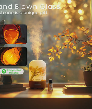 Luxe Glazen Aroma Diffuser met Nachtlampje - 100ml Ultrasone Luchtbevochtiger