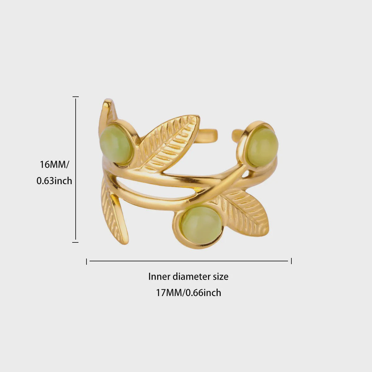 Verstelbare Blad Ring met Opaal Look - Minimalistisch Roestvrij Staal