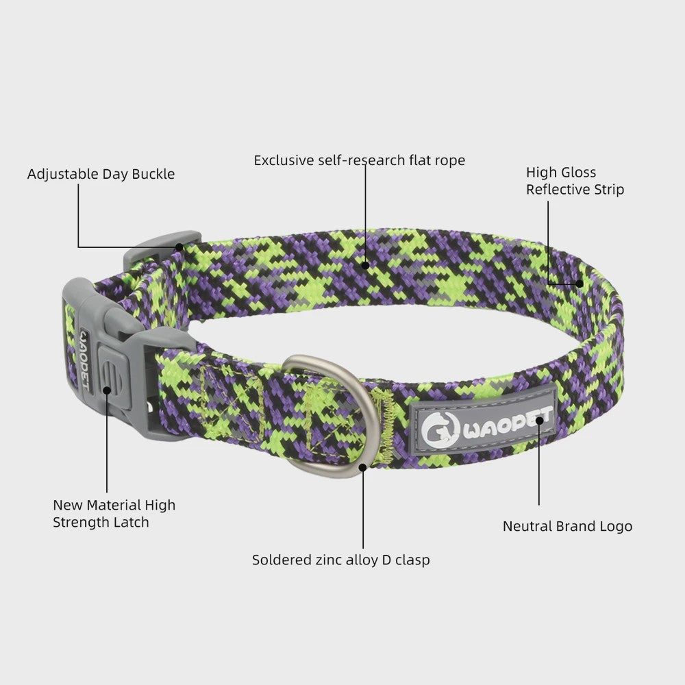 Verstelbare Hondenhalsband - Reflecterend Nylon, Ademend & Duurzaam voor Middelgrote tot Grote Honden