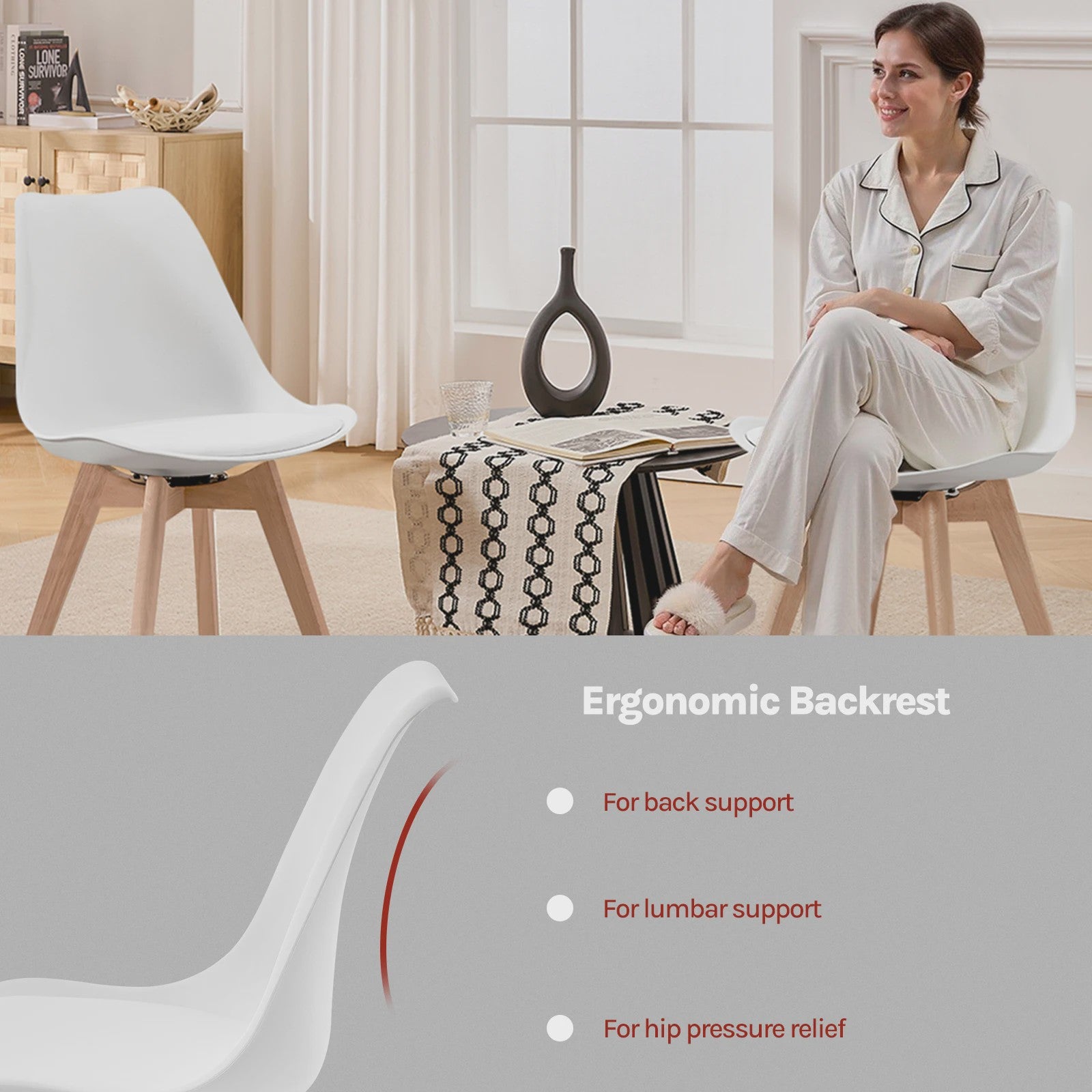 Set van 2 Ergonomische Draaistoelen 360° - Stijlvolle eetkamerstoelen met comfortabele zitting