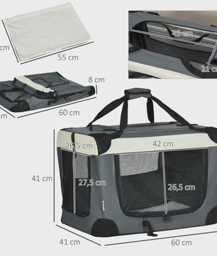 PawHut Opvouwbare Transportbox Hond Kat - Draagbaar & Comfortabel - Grijs