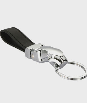 Luxe Leopard Hoofd Sleutelhanger - Echt Leer & Metaal - Jaguar Accessoire