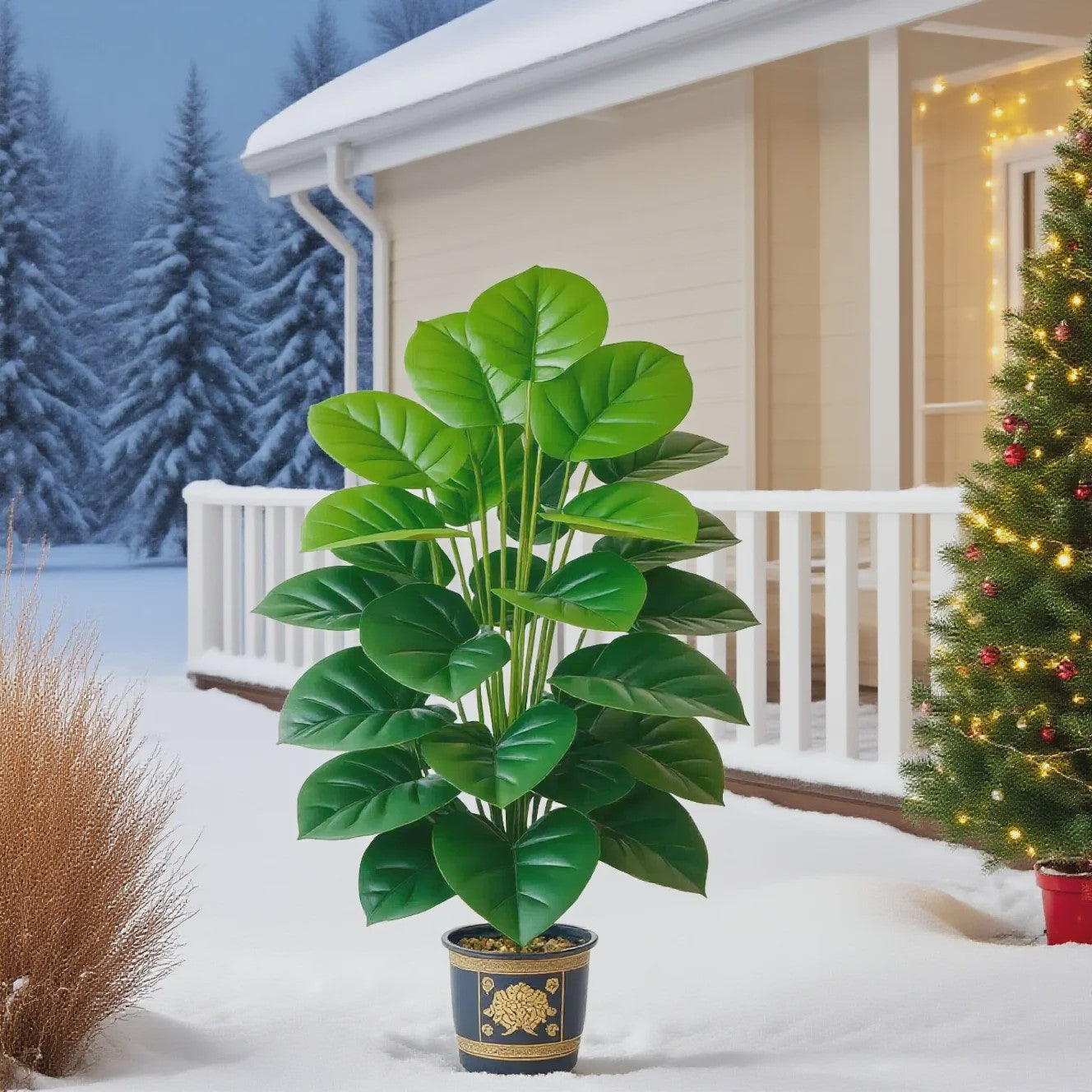 Grote Kunstplant Pothos met 24 Bladeren - 100cm Hoge Nep Groenplant