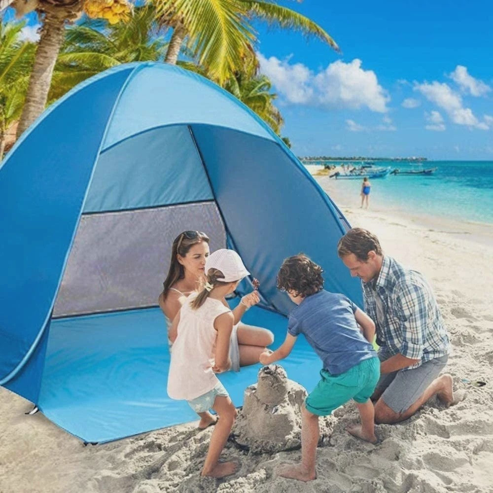 Automatische Pop-Up Strandtent UPF50+ - Snel Opzetbaar Zonnescherm voor Strand, Camping & Vissen