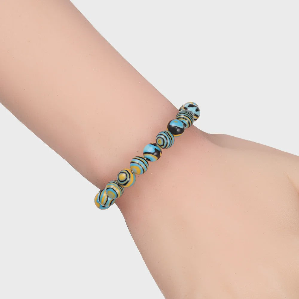 8mm Natuurlijke Malachiet Edelsteen Armband - Handgemaakt, Elastisch