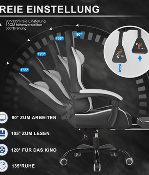 Ergonomische Gaming Stoel met Lendengezondheid Massage en Voetensteun – Verstelbaar voor Kantoor en Ontspanning