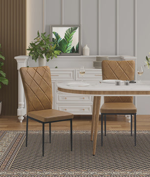 Set van 4 Luxe Eetkamerstoelen met Hoge Rugleuning - Gestoffeerd Velours & Stalen Poten