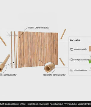Premium Bamboe Tuinscherm 100x600cm - Natuurlijk en Duurzaam