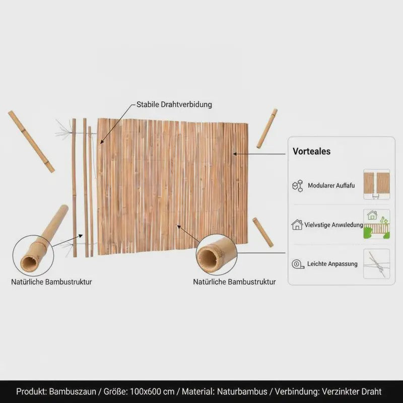 Premium Bamboe Tuinscherm 100x600cm - Natuurlijk en Duurzaam