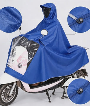 Waterdichte Motor Regen Poncho - Volledige Bescherming Scooter Regenpak met Transparant Vizier