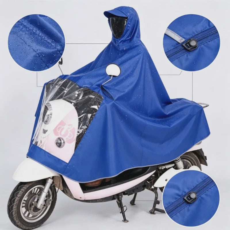 Waterdichte Motor Regen Poncho - Volledige Bescherming Scooter Regenpak met Transparant Vizier