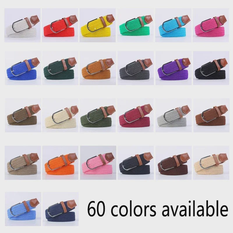 Unisex Gevlochten Elastische Riem met Pin Gesp - 107-130cm