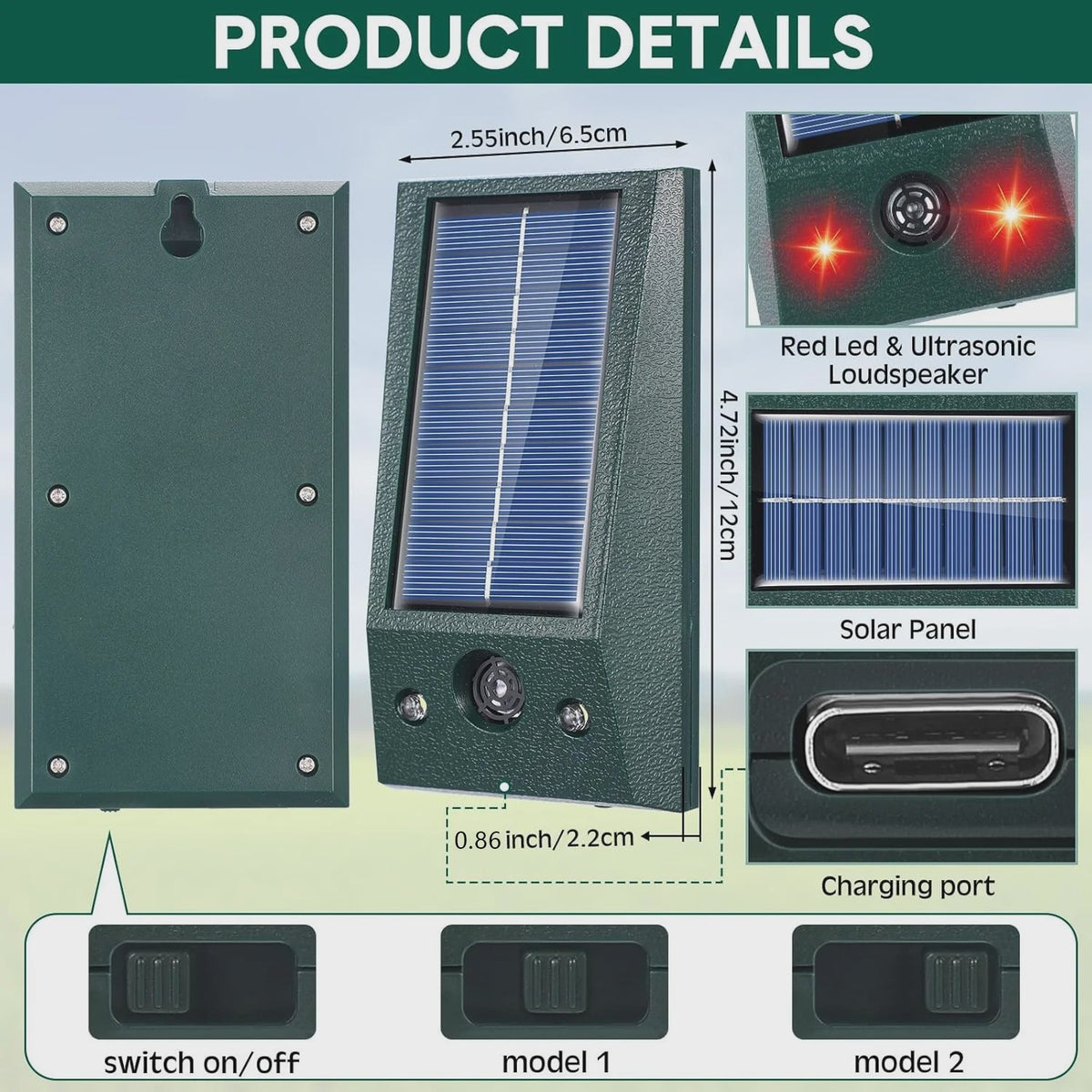 Solar Ongedierteverjager met Ultrasoon Geluid en Stroboscoop Licht - Waterdicht voor Tuin