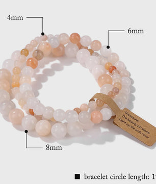 Set van 3 Natuursteen Amazoniet & Zebra Agate Armbanden - 4, 6, 8 mm Kralen