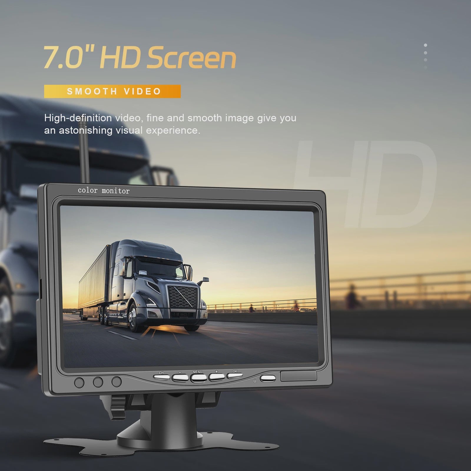 7" HD Draadloze Achteruitrijcamera met Nachtzicht en Waterdichte Monitor voor Vrachtwagen & Bus