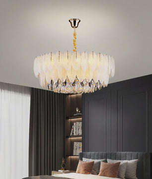 Luxe Plume Kristal Hanglamp - Dimbare LED Verlichting voor Woonkamer, Slaapkamer & Eetkamer
