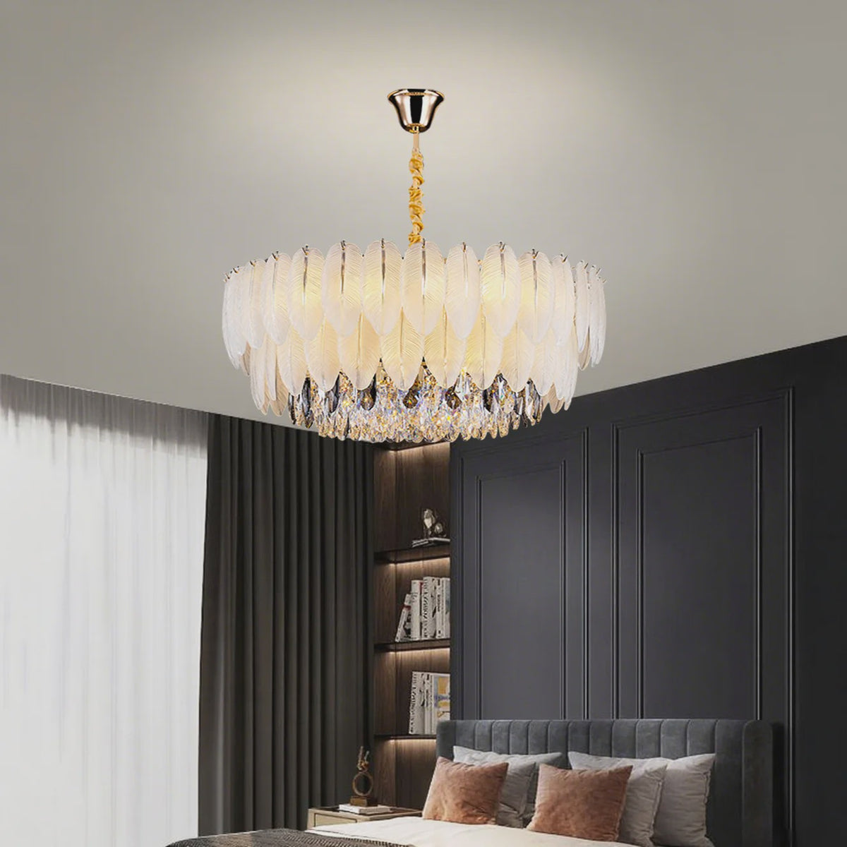 Luxe Plume Kristal Hanglamp - Dimbare LED Verlichting voor Woonkamer, Slaapkamer & Eetkamer