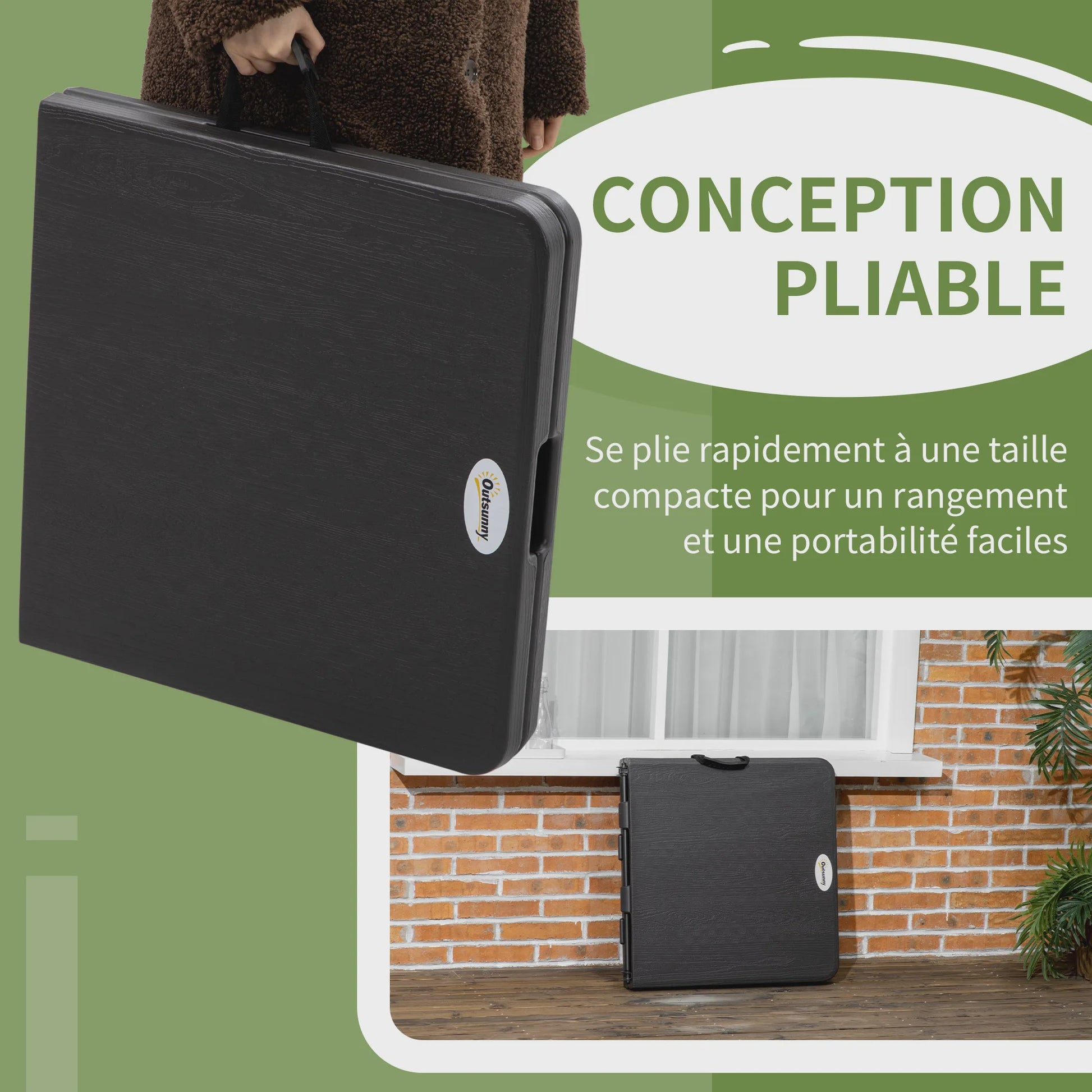 Outsunny Opvouwbare Campingtafel voor 4 Personen - In hoogte Verstelbaar, 118x60x74 cm