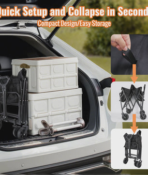 Opvouwbare Kampeerwagen met Wielen - 75KG Draagkracht - Ideaal voor Tuin, Strand & Festivals
