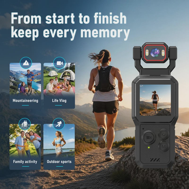 Draagbare Mini Actiecamera met HD Scherm, Nachtopnames & WiFi