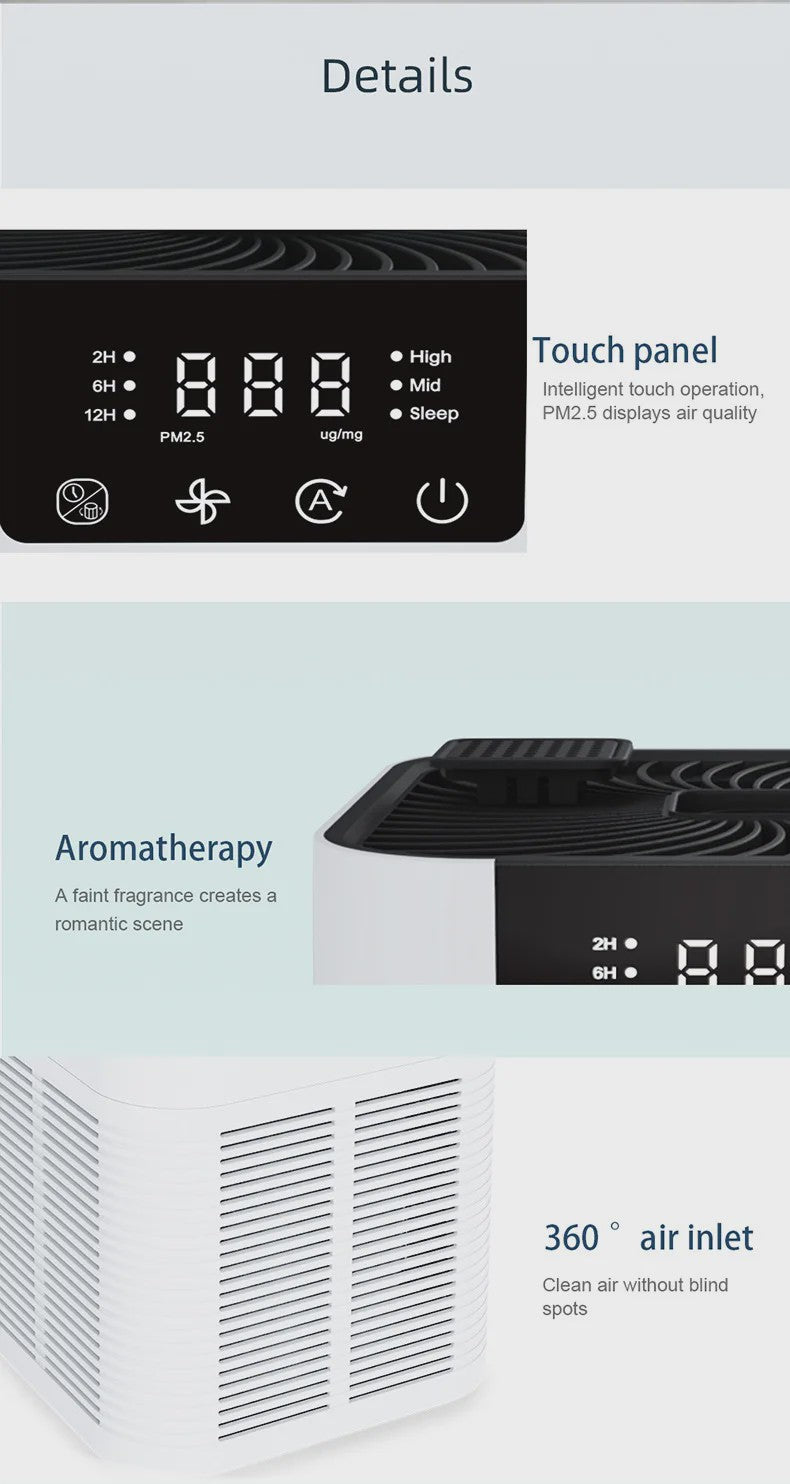 Luchtreiniger met HEPA Filter, Ionisator & Aroma Functie - Rook & Geur Verwijderaar