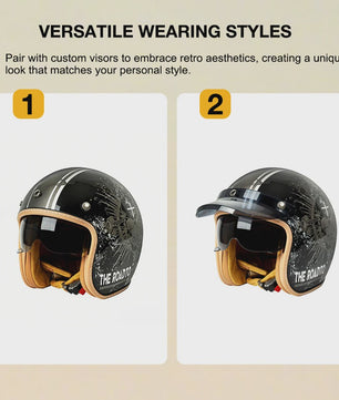 Handgeschilderd Open Face Motorhelm met Vizier - Lichtgewicht ABS & 3C Gecertificeerd