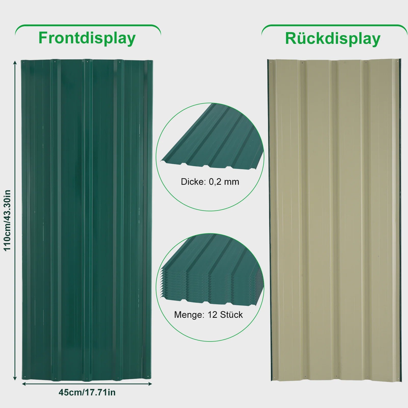 12x Golfplaten Metaal - Gecoat Staal 0.23mm Dik - Roestbestendig Dakbedekking voor Carport